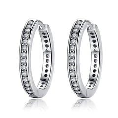 4 Colors 925 Sterling Silver CZ Simple  Hoop Earrings