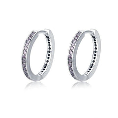 4 Colors 925 Sterling Silver CZ Simple  Hoop Earrings