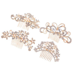 4pcs Bridal Crystal Rhinestone Hairpin Combs