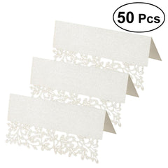 50pcs White Hollow Cut Table Cards