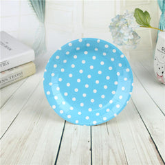 5Pcs Classic Dot Round Plates 7 Inch