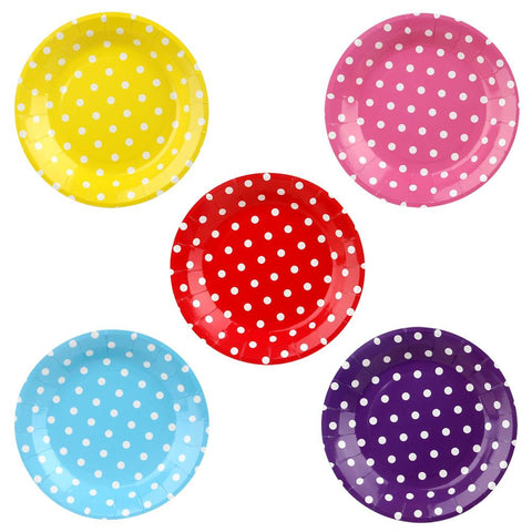 5Pcs Classic Dot Round Plates 7 Inch