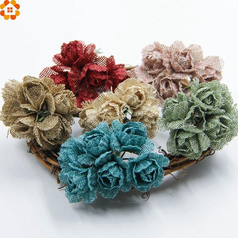 6pcs Burlap Rose