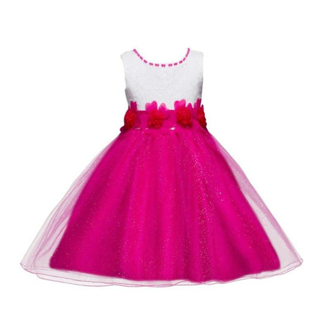 7 colors girls sleeveless princess flower girl dress