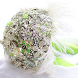 8 inch Green Bridal Brooch Bouquet