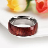8mm Half Wood Inlay  Titanium Ring