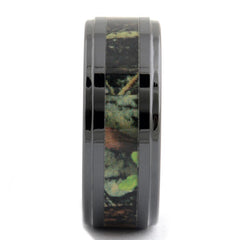 8MM Men's Black Ceramic Wood Inlay Wedding Ring