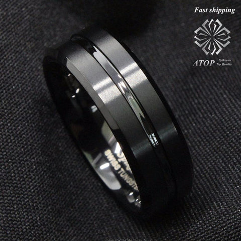 8mm Men's Tungsten ring Carbide Beveled