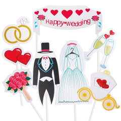 8pcs Happy Wedding Cake Topper Set