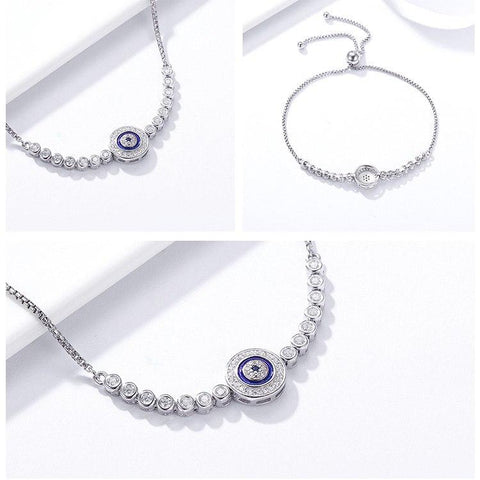 925 Sterling Silver Blue Eye Tennis Bracelet