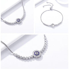 925 Sterling Silver Blue Eye Tennis Bracelet