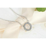 925 Sterling Silver Clear Round Shape CZ Pendant Necklace