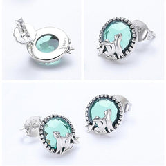 925 Sterling Silver Fairy Story Light Green CZ Stud Earrings