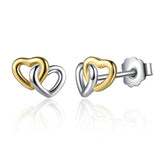 925 Sterling Silver Heart to Heart Small Stud Earrings