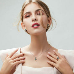 925 Sterling Silver Light Green CZ Mermaid Pendant Necklace