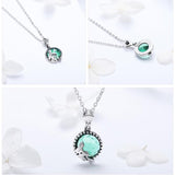 925 Sterling Silver Light Green CZ Mermaid Pendant Necklace