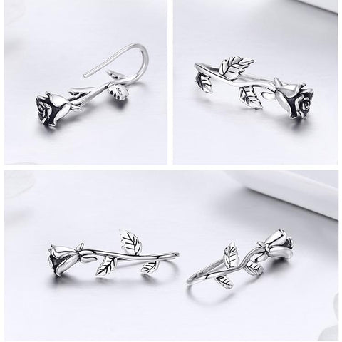 925 Sterling Silver Rose  Earrings