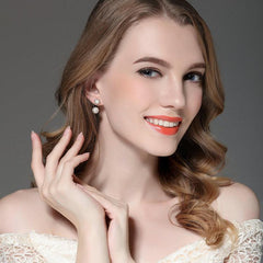 925 Sterling Silver Simulated Pearls  Earrings