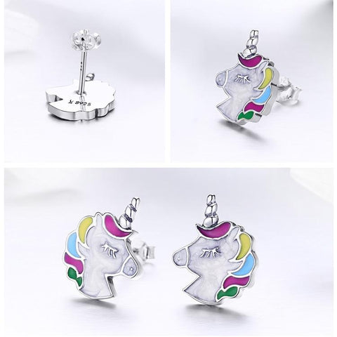 925 Sterling Silver Unicorn Earrings