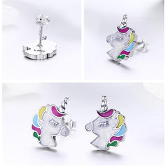 925 Sterling Silver Unicorn Earrings