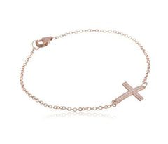 925 Sterling Silver&topaz Cross-design Chain Bracelet Gold or Silver Tone