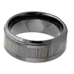 9mm Men's Ceramic Zebra Wood Inlay Wedding Ring