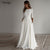 Verngo Simple Wedding Dress Long Sleeves A Line Crepe Boat Neck Elegant Bridal Dresses With Pockets Plus Size robe de mariee