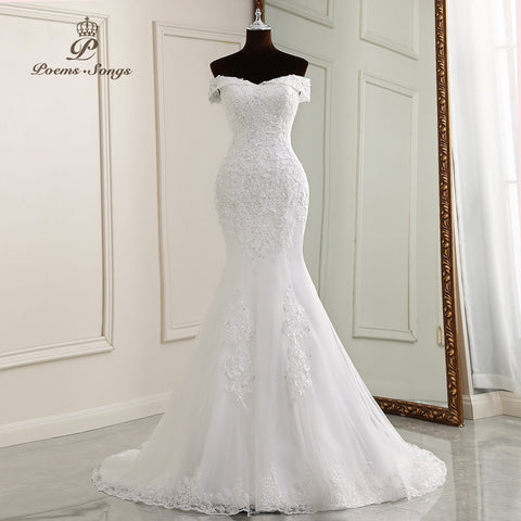 Elegant Boat Neck Mermaid Wedding Dress