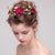 Red Flower Bridal Tiara Hairband Gold Color Crystal Pearl Headband Women Headpiece Wedding Crown Bride Hair Jewelry Accessories