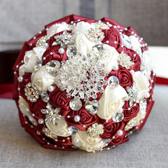 2023 Super  Wedding Bouquet Satin bridal bouquet Hand made Wedding Flower Rhinestone Bridesmaid Bouquet Crystal