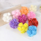 36/72pcs 3.5cm Foam Roses Glitter Artificial Flowers for DIY Bouquet Bridal Wedding Home Decoration Scrapbook Wreath Fake Flower