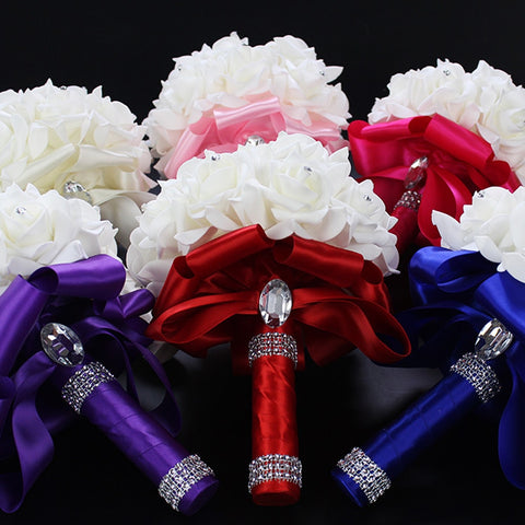 Bridal Bridesmaid Wedding Bouquet 12 Colors Roses Artificial Holding Flowers Mariage Bouquet Wedding Accessories Bridal bouquet