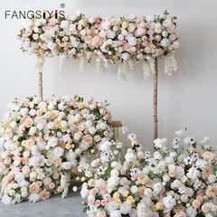 Artificial Champagne Roses Flower Row Wedding Arch Backdrop Floral Arrangement Table Flower Balls Corner Flower Mariage Decor