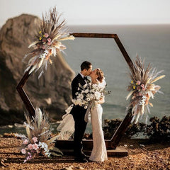 Natural Dried Swamp Reeds Gold Foil Fake Roses for Flower Arrangement Wedding Arch Wall Decor