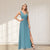 New V-neck Sleeveless Evening Dress Women Chiffon Long Party Dress A-line Side Split robes Formal Long Bridesmaid Dress