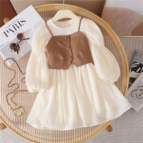 Chiffon Long Sleeve 2 piece Kids Dress