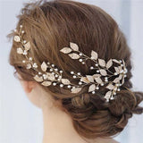 1 item Vintage Leaves and Floral Bridal Headband Bohemian Headpiece Crystal Pearl Hair Vine Flower Halo Wedding Hair Accessories