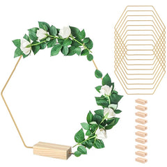 8Pcs Metal Floral Hoop with wooden base for Wedding Party Table Centerpiece Decoration DIY Wreath Flower Garland Home Ornaments