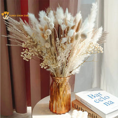 100Pcs Dried Pampas Grass Premium Bouquet Boho Home Decor Dry Flower Eucalyptus Leaf Small Reed Wedding Decoration Arrangement