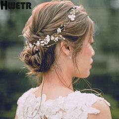 Handmade Shell Pearl Flower Bride Wedding Wedding Hairband Crystal Headband Wedding Hair Accessories Handmade Flower Pearl