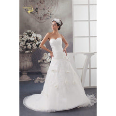 A Line Applique Wedding Dress