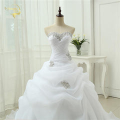 A Line  Beading White Ivory Wedding Dress