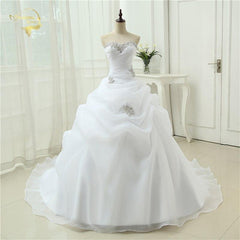 A Line  Beading White Ivory Wedding Dress