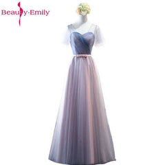A Line Bridesmaid Dress Tulle Two Tone