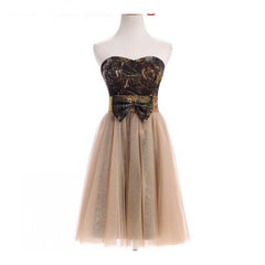 A-Line Camo Evening Dresses Sleeveless Strapless Tulle Camouflage