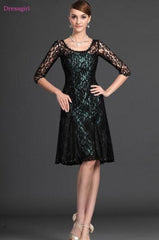 A-line Half Sleeves Lace Knee Length  Dresses Wedding