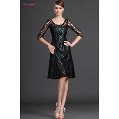 A-line Half Sleeves Lace Knee Length  Dresses Wedding