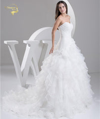 A Line Organza Wedding Dress Sweetheart Neckline
