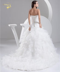 A Line Organza Wedding Dress Sweetheart Neckline