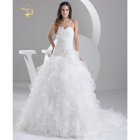 A Line Organza Wedding Dress Sweetheart Neckline